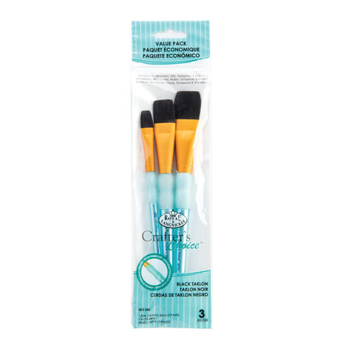 Crafter's Choice Black Taklon Brush Set 3/Pkg-Wash - 5A003J59-1HDD2 - 090672364654
