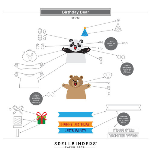 Spellbinders Etched Dies By Simon Hurley-Birthday Bear - 5A003J7M-1HDDC