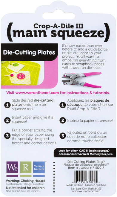 2 Pack - We R Crop-A-Dile III Main Squeeze Die-Cutting Plate-Square Tag - 71029