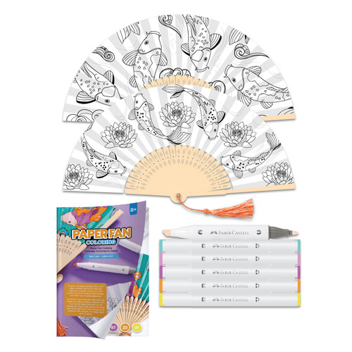 Faber-Castell Paper Fan Painting Kit-Koi Fish - 5A003JDN-1HDPF