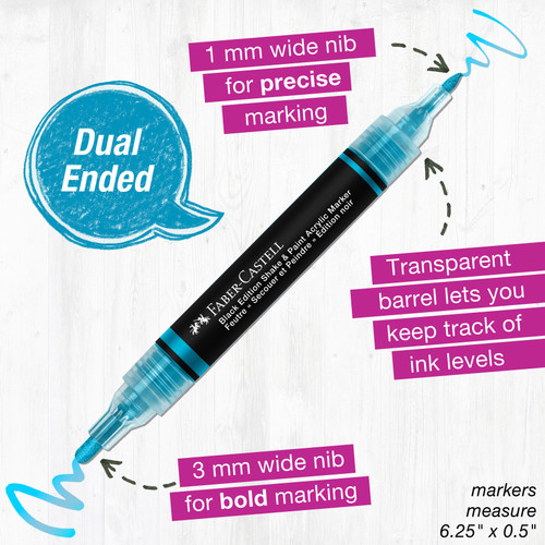 Faber-Castell Black Ed. Shake & Paint Acrylic Markers 6/Pkg-Metallic Colors - 5A003JDL-1HDPJ