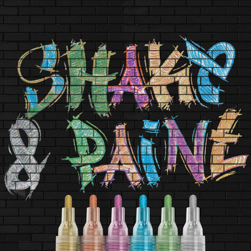 Faber-Castell Black Ed. Shake & Paint Acrylic Markers 6/Pkg-Metallic Colors - 5A003JDL-1HDPJ