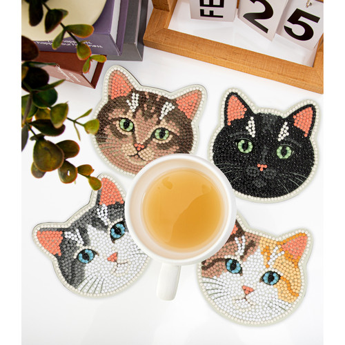 Diamond Dotz Diamond Art Coaster Kit 3.9"X3.9"-Cats - 5A003JCY-1HDNL