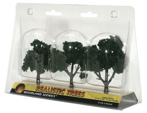 Woodland Scenics 3"-4" Trees 3/Pkg-Dark Green - 5A003JBZ-1HDLZ - 724771015086