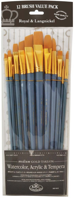 Royal Golden Taklon Brush Set 12/Pkg-Long - 5A003J4Q-1HDC9 - 090672060570