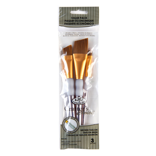 Crafter's Choice Brown Taklon Brush Set 3/Pkg-Angular - 5A003J5B-1HDCL - 090672061423