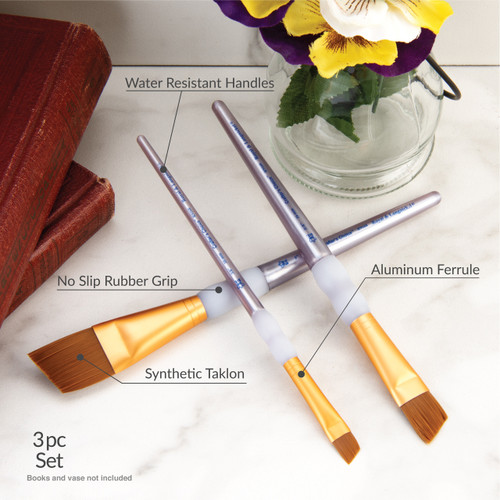 Crafter's Choice Brown Taklon Brush Set 3/Pkg-Angular - 5A003J5B-1HDCL Crafter's Choice Brown Taklon Brush Set 3/Pkg-Angular - 5A003J5B-1HDCL