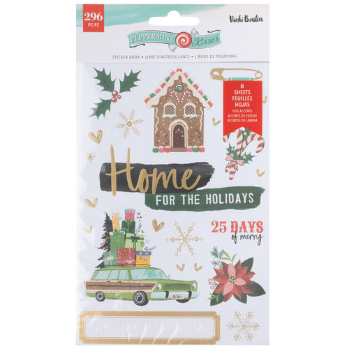 Vicki Boutin Peppermint Kisses Sticker Book-W/Gold Foil Accents 296/Pkg - VB021951 - 765468044378