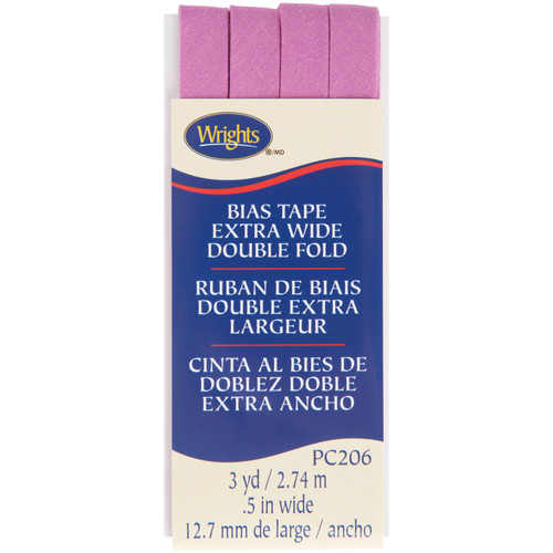 Wrights Double Fold Bias Tape .5"X3yd-Radiant Orchid - 117-206-066 - 070659924910
