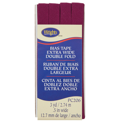 Wrights Double Fold Bias Tape .5"X3yd-Geranium - 117-206-387 - 070659924965