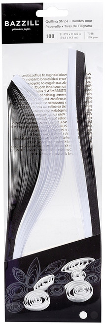 Bazzill Quilling Strip Paper Pack 100/Pkg-Black & White - BZQUILST-00122 - 846523001229