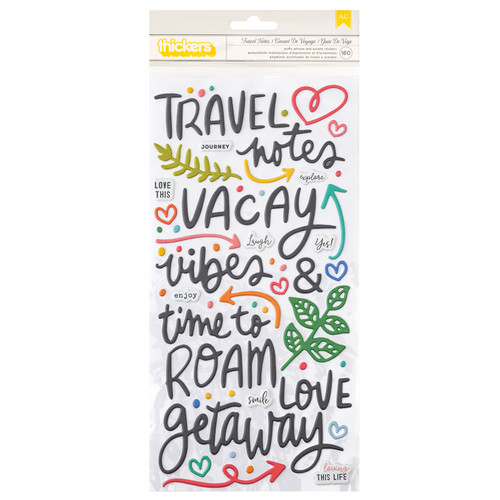 Vicki Boutin Where To Next Thickers Stickers 160/Pkg-Travel Notes Phrase/Puffy - VB014110 - 765468043456