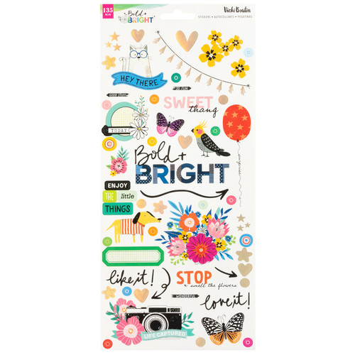 Vicki Boutin Bold And Bright Cardstock Stickers 6"X12"-135 Pieces - A50026JX-G1911 - 765468077741