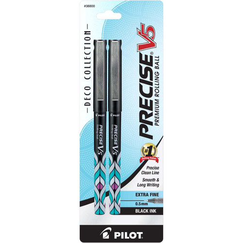 Pilot Precise V5 Premium Roller Pens X-Fine 2/Pkg-Capped, Deco Black - 38800 - 072838388001