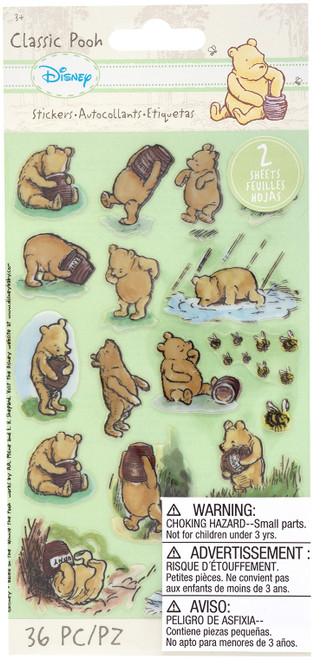 EK Disney Flat Stickers 2/Sheets-Classic Pooh - E8600725 - 015586007251
