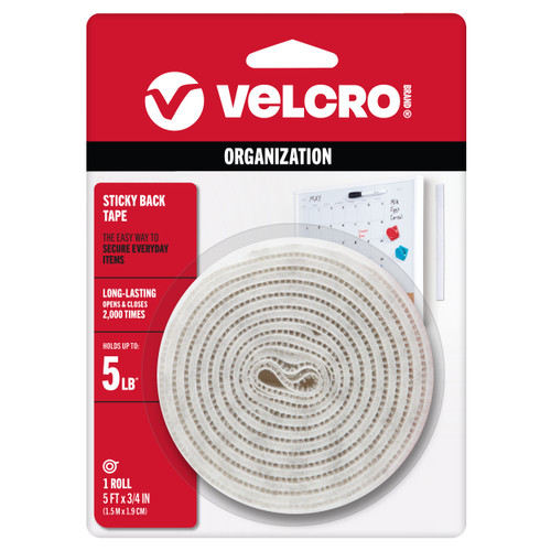 VELCRO(R) Brand Sticky Back Tape .75"X5'-White - 90087 - 075967900878