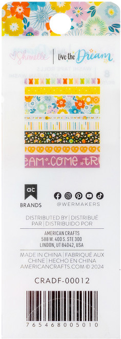Shimelle Live The Dream Washi Tape-8 Pieces - A5002J8H-G1KSW Shimelle Live The Dream Washi Tape-8 Pieces - A5002J8H-G1KSW