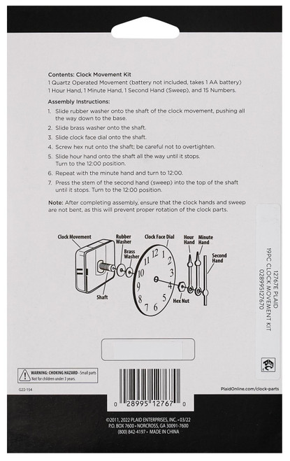Plaid Clock Movement Kit-19pcs - 5A002Z05-1H0DM