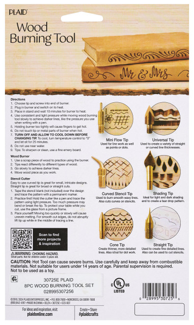 Plaid Wood Burner 8 Piece Set-8pcs - 5A002Z04-1H0DN