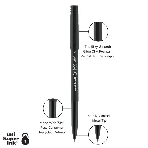 Uni-Ball Onyx Fine Point Rollerball Pens 3/Pkg-Black & Blue - 5A0030YK-1H2GB Uni-Ball Onyx Fine Point Rollerball Pens 3/Pkg-Black & Blue - 5A0030YK-1H2GB
