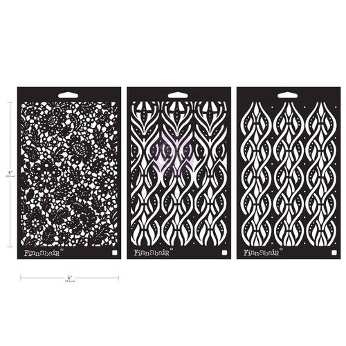 Finnabair Art Alchemy Stencil Set 3/Pkg-Victorian Tiles - 5A003KRR-1HG76 - 655350951726