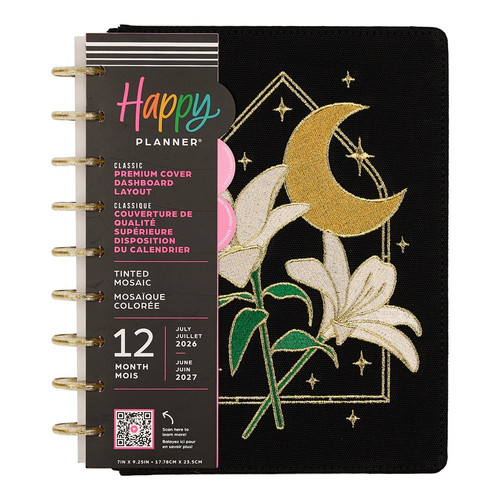 Happy Planner 12-Month Classic Disc Bound Planner-Tinted Mosaic Embroidered - 5A003GWV-1HC0K - 673807641532