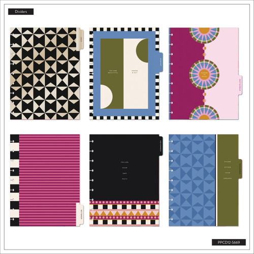 Happy Planner 12-Month Classic Disc Bound Planner-Horizon Lines Patchwork - 5A003GXV-1HC01