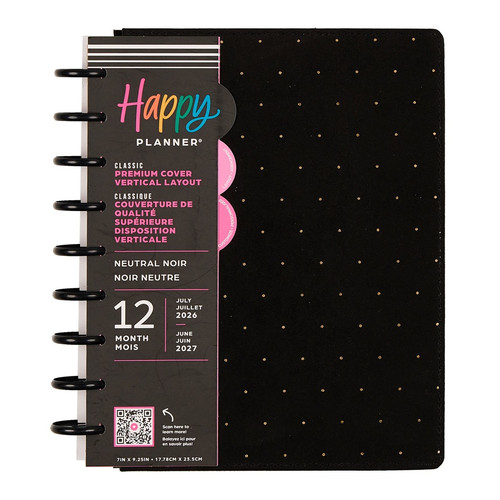 Happy Planner 12-Month Classic Disc Bound Planner-Neutral Noir Velvet - 5A003GW9-1HBZC - 673807641525