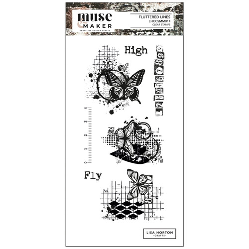 Lisa Horton Crafts Muse & Maker DL Clear Stamp Set-Fluttered Lines - 5A003MBN-1HHTV - 780627352040