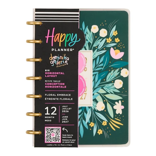 Happy Planner 12-Month Mini Disc Bound Planner-Floral Embrace - 5A003GWX-1HBYT - 673807641648