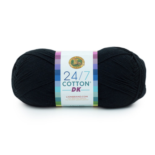 Lion Brand 24/7 Cotton DK Yarn-Caviar - 769-153 - 023032112503
