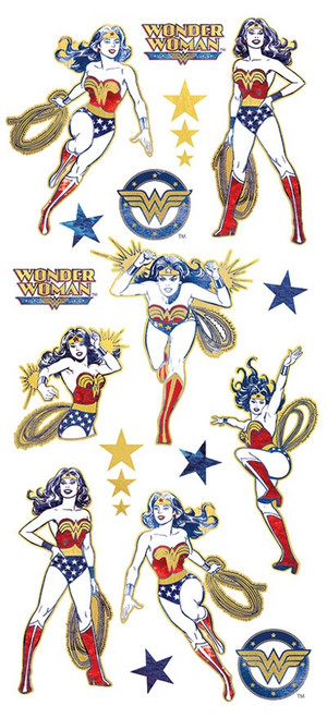 3 Pack - Paper House Sticky Pix Faux Enamel Stickers 8"X3"-Wonder Woman - STFE-0025 - 767636821729