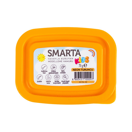 6 Pack - Smarta Kids Air Dry Modeling Clay 70gr-Neon Orange - A5003MP6-H1J6J