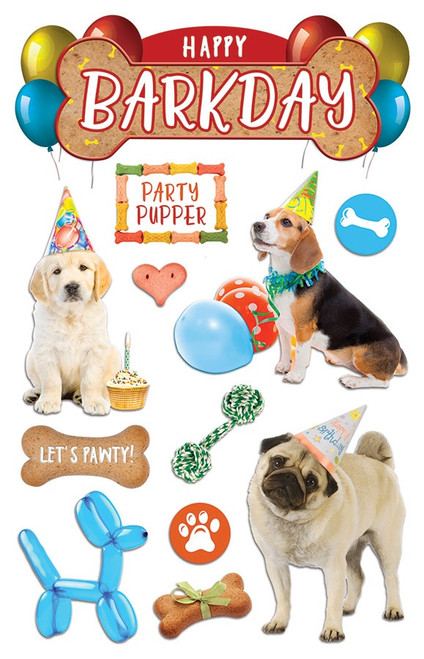 Paper House 3D Stickers-Happy Bark Day - STDM306E - 767636830936