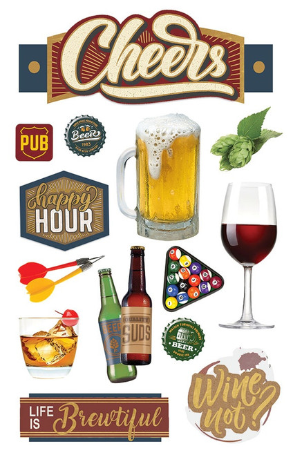 Paper House 3D Stickers-Cheers II - STDM324E - 767636836167