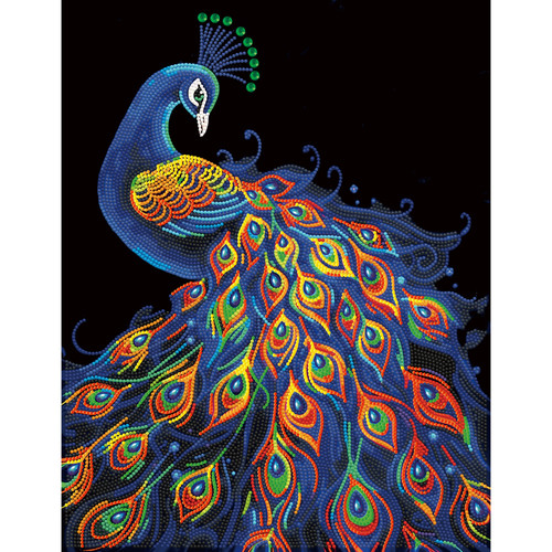 3 Pack - Diamond Dotz Diamond Facet Art Kit 8"X10" 4/Pkg-Neon Flock Peacock - 5A003T17-1HPFM
