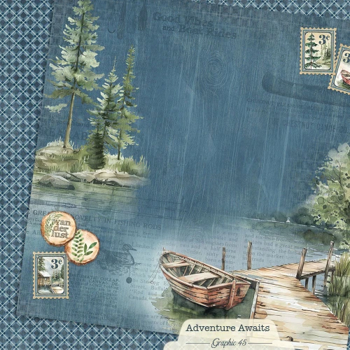 15 Pack - Graphic 45 Adventure Awaits Double-Sided Cardstock 12"X12"-Boat Dock - 5A003RH3-1HMWJ - 810070169374