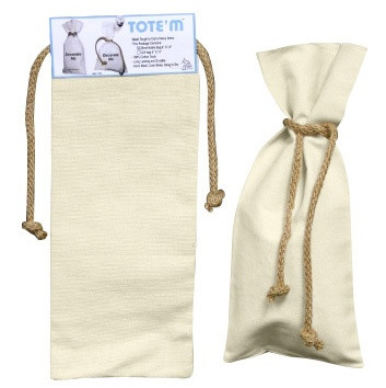 6 Pack - Wear'm Canvas Wine Bottle Bag 6"X14" 3/Pkg-Natural - MR421