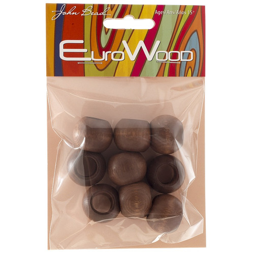 3 Pack - John Bead Euro Wood Beads Round Large Hole 20x16mm 9/pc-Dark Brown - 5A003MJ0-1HJ05 - 665772102750