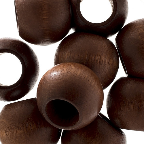 3 Pack - John Bead Euro Wood Beads Round Large Hole 20x16mm 9/pc-Dark Brown - 5A003MJ0-1HJ05