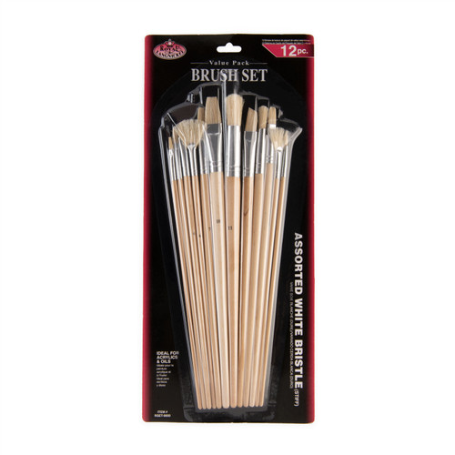 3 Pack - Royal & Langnickel White Bristle Long Handle Set-12pc- Variety Brush Set - 5A003T2V-1HPHG - 090672089038