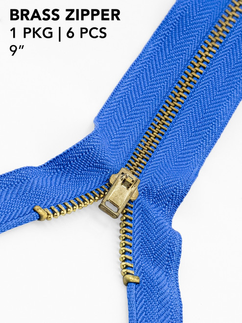 6 Pack - Avanti Brass Zipper 9"-Campanula - 5A003SF8-1HPZP