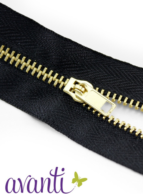 6 Pack - Avanti Brass Zipper 3"-Jet Black - 5A003SG2-1HPZL