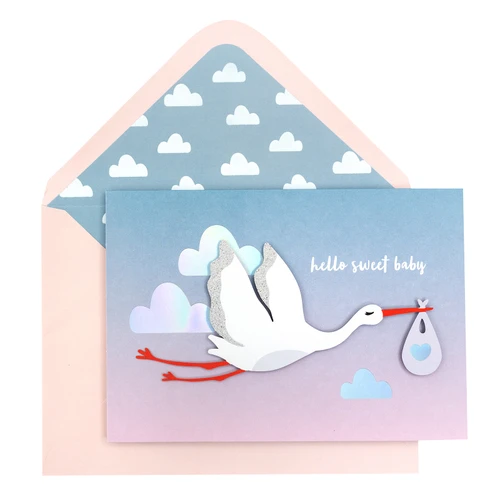 3 Pack - Crate Paper Greeting Cards 5"X7"-Stork - 5A002NKW-1GQ5C