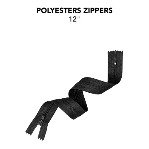 6 Pack - Avanti Nylon Zipper 12"-Jet Black - 5A003SCX-1HPYQ - 700332274277