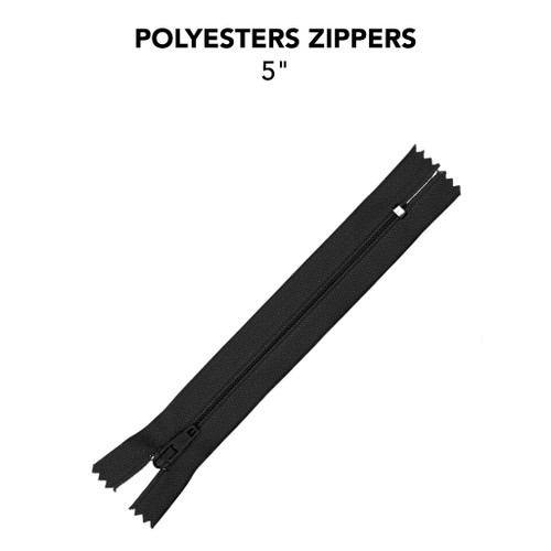 6 Pack - Avanti Nylon Zipper 5"-Jet Black - 5A003SCK-1HPYH - 700332497270