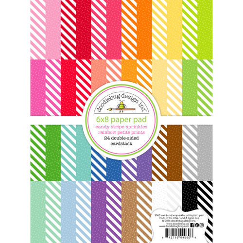 Doodlebug Double-Sided Paper Pad 6"X8"-Candy Stripe - Sprinkles - 5A003T7Y-1HQ2N - 842715090606