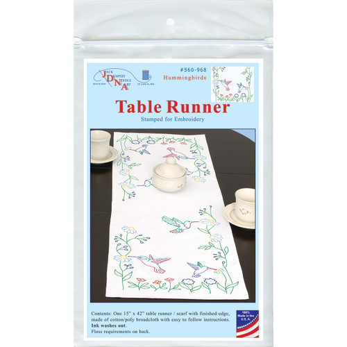 Jack Dempsey Stamped Table Runner-Hummingbirds - 5A003T8R-1HQ3M - 013155349689