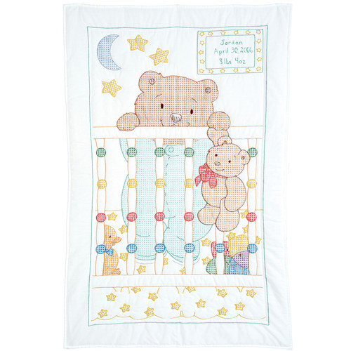 Jack Dempsey Stamped Crib Quilt Top-Peek-A-Boo Teddy - 5A003T8X-1HQ46