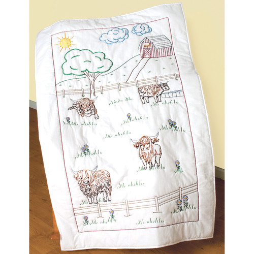 Jack Dempsey Stamped Lap Quilt-Highland Cows - 5A003T8S-1HQ3P
